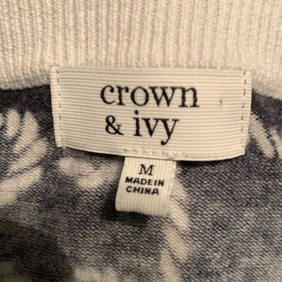 Crown & Ivy Nautical Black White Rope‎ Cardigan Button Down Sweater Medium - Picture 4 of 4